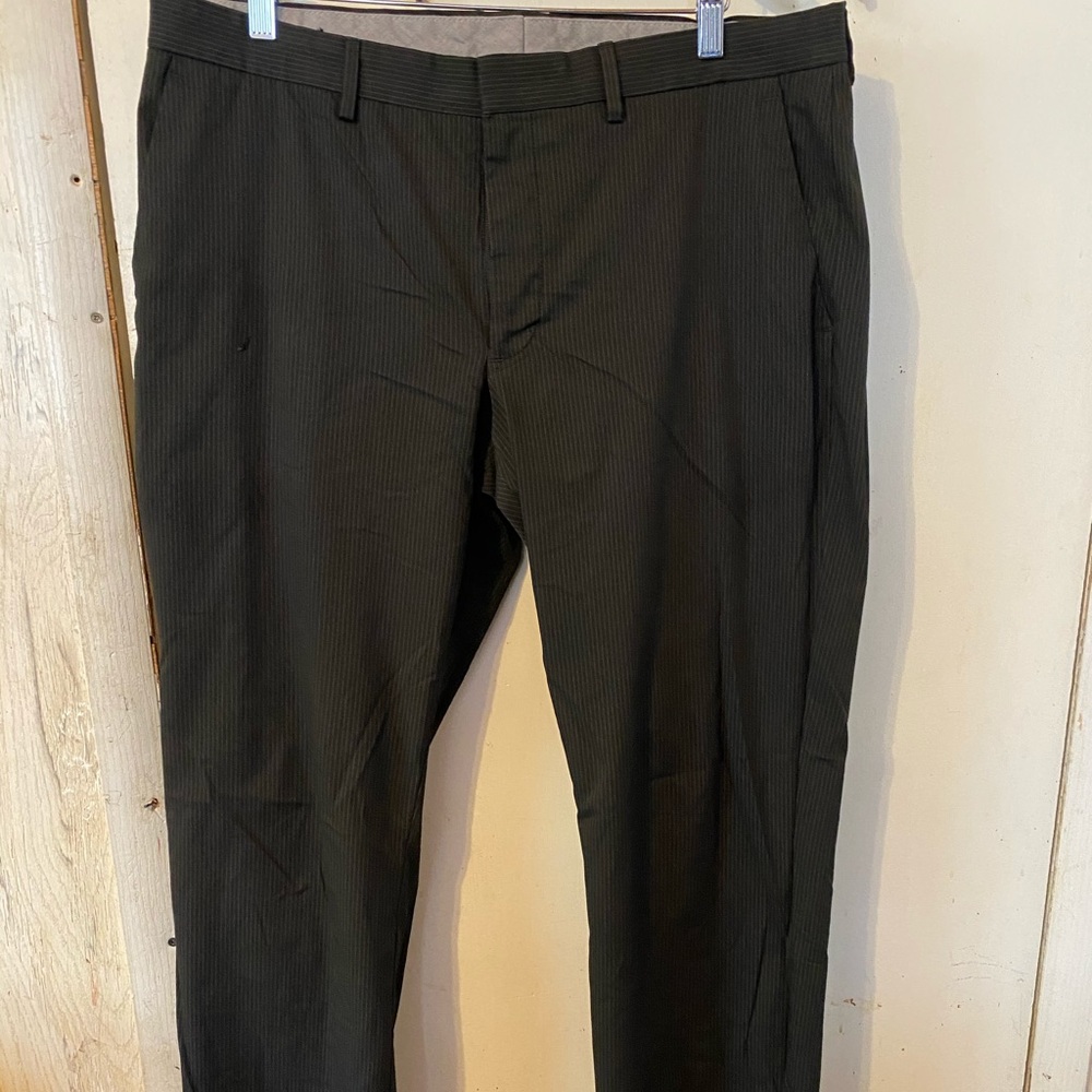 Express Producer Black Striped Dress Pants